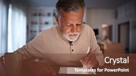  Presentation with computer - Slides enhanced with sits at table using stylus background and a  colored foreground