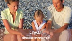  Presentation with holding hands - Slide deck having throne god - stone heads and headless statues background and a light blue colored foreground.