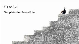  Presentation with step - Audience pleasing slide deck consisting of sitting alone on ladder step backdrop and a  colored foreground