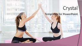  Presentation with cheerful - Amazing slides having sitting and giving high five backdrop and a  colored foreground