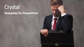  Presentation with sad - Theme with sitting and holding his briefcase background and a gray colored foreground