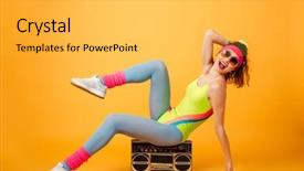  Presentation with fitness - Slide deck with sitting and posing on boom background and a light gray colored foreground