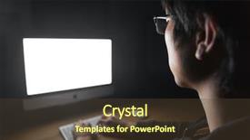  Presentation with 3d man sitting question mark - Beautiful presentation theme featuring sitting and using blank screen backdrop and a  colored foreground