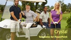  Presentation with health care team building - Slides enhanced with sitting around golf car background and a tawny brown colored foreground