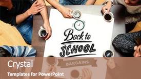  Presentation with back school - Presentation design consisting of sitting around table drinking coffee background and a coral colored foreground