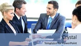  Presentation with smiling paramedic sitting in ambulance - PPT theme featuring sitting at a business meeting background and a  colored foreground