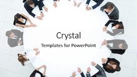  Presentation with round table - PPT theme consisting of sitting at a round table background and a white colored foreground