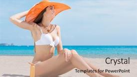  Presentation with sun - Slides having sitting at beach with sun background and a coral colored foreground