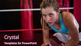  Presentation with boxing ring - PPT theme consisting of sitting at corner in boxing background and a wine colored foreground