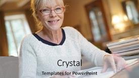  Presentation with writing google - Cool new slide deck with sitting at desk and writing backdrop and a light gray colored foreground