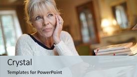  Presentation with column writing - Audience pleasing slide set consisting of sitting at desk and writing backdrop and a sky blue colored foreground