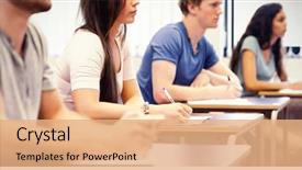  Presentation with listening - Beautiful presentation featuring sitting at desk in classroom backdrop and a coral colored foreground