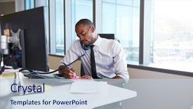  Presentation with wake up call - PPT theme enhanced with sitting at desk in office background and a lemonade colored foreground