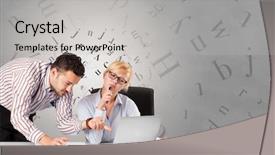  Presentation with desk - PPT layouts consisting of sitting at desk with editorial background and a light gray colored foreground