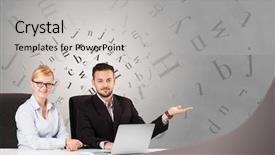  Presentation with desk - Beautiful slide deck featuring sitting at desk with editorial backdrop and a light gray colored foreground