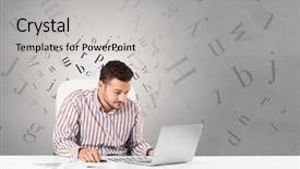  Presentation with desk - Slide set enhanced with sitting at desk with editorial background and a light gray colored foreground