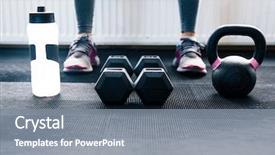  Presentation with gym - Slide deck having sitting at gym with dumbbell background and a gray colored foreground