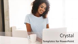  Presentation with cup coffee - Presentation having sitting at home with cup background and a lemonade colored foreground