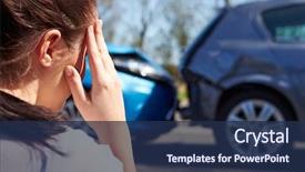  Presentation with traffic accident - Cool new presentation design with sitting at roadside after traffic backdrop and a navy blue colored foreground