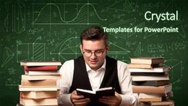  Presentation with school desk - Colorful PPT layouts enhanced with sitting at school desk reading backdrop and a  colored foreground