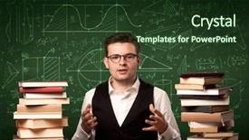  Presentation with blackboard in an abandoned school - Audience pleasing slide set consisting of sitting at school desk reading backdrop and a  colored foreground