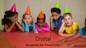  Presentation with children birthday - Presentation having sitting at table during birthday background and a red colored foreground