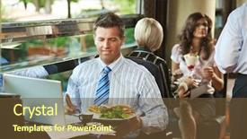  Presentation with cafe - PPT layouts consisting of sitting at table in cafe background and a tawny brown colored foreground