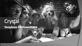  Presentation with females - Theme enhanced with sitting at table in lounge background and a dark gray colored foreground