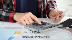  Presentation with bills - Beautiful theme featuring sitting at table with calculator backdrop and a lemonade colored foreground