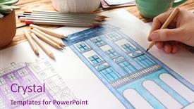  Presentation with adult coloring book - Presentation theme enhanced with sitting at table with coloring background and a sky blue colored foreground