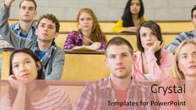  Presentation with lecture hall - Cool new PPT theme with sitting at the college lecture backdrop and a coral colored foreground