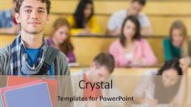  Presentation with lecture hall - PPT layouts with sitting at the college lecture background and a  colored foreground