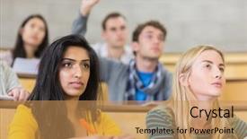  Presentation with college students - PPT theme with sitting at the college lecture background and a coral colored foreground