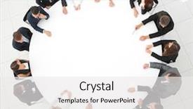  Presentation with round table - Presentation design consisting of sitting at the round table background and a white colored foreground