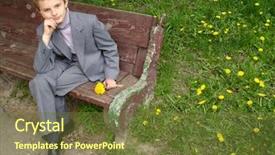  Presentation with headline - Audience pleasing presentation theme consisting of sitting-boy-s-portrait backdrop and a tawny brown colored foreground
