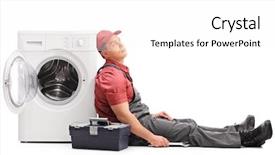  Presentation with plumber - Beautiful theme featuring sitting by a washing machine backdrop and a white colored foreground