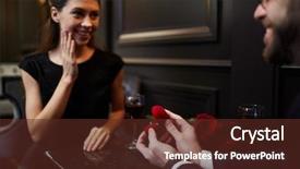  Presentation with egyptian man in make up - Cool new PPT layouts with sitting by table in restaurant backdrop and a tawny brown colored foreground