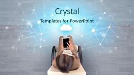  Presentation with cyber security tool description brief - Slide set consisting of sitting comfortable in the office background and a  colored foreground