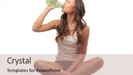  Presentation with drinking water - Slide set consisting of sitting cross-legged drinking water background and a soft green colored foreground