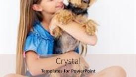  Presentation with calm - Audience pleasing PPT layouts consisting of sitting girl holds calm small dog backdrop and a soft green colored foreground