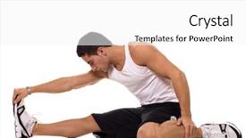  Presentation with stretch - Colorful slide deck enhanced with flexibilidad - sitting hamstring stretch backdrop and a white colored foreground