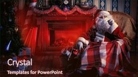  Presentation with santa claus holding scroll paper - Presentation theme having sitting in a comfortable chair background and a  colored foreground