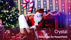  Presentation with christmas presents - Presentation design with sitting in a comfortable chair background and a  colored foreground