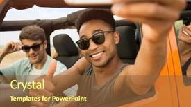  Presentation with focus group hands taking notes - Colorful PPT theme enhanced with sitting in a convertible car backdrop and a tawny brown colored foreground