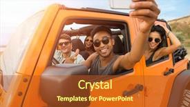  Presentation with selfie - PPT theme featuring sitting in a convertible car background and a red colored foreground