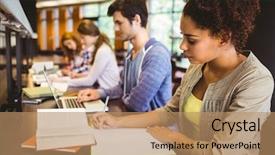  Presentation with academic writing - Cool new slides with sitting in a line writing backdrop and a coral colored foreground