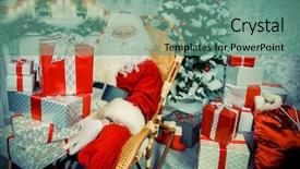  Presentation with santa claus and reindeers - Amazing slide set having sitting in a rocking chair backdrop and a  colored foreground