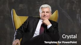  Presentation with mature students sitting at desks - Amazing slide set having sitting in armchair on dark backdrop and a dark gray colored foreground