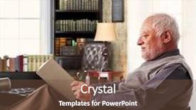  Presentation with elderly home - Audience pleasing PPT theme consisting of elderly man sitting in armchair backdrop and a tawny brown colored foreground