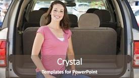  Presentation with smiling paramedic sitting in ambulance - Presentation theme featuring sitting in back of van background and a tawny brown colored foreground